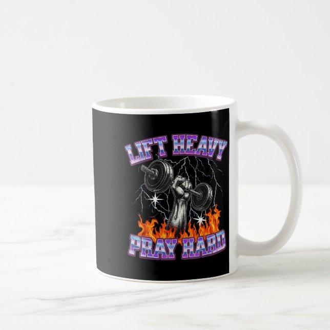 Mug Lift Heavy Pray Hard Gym Christian Workout Men Wom (Droite)