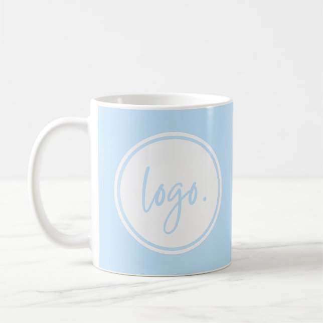 MUG LIGHT BLUE BUSINESS LOGO COMPANY CLIENT COFFEE (Gauche)