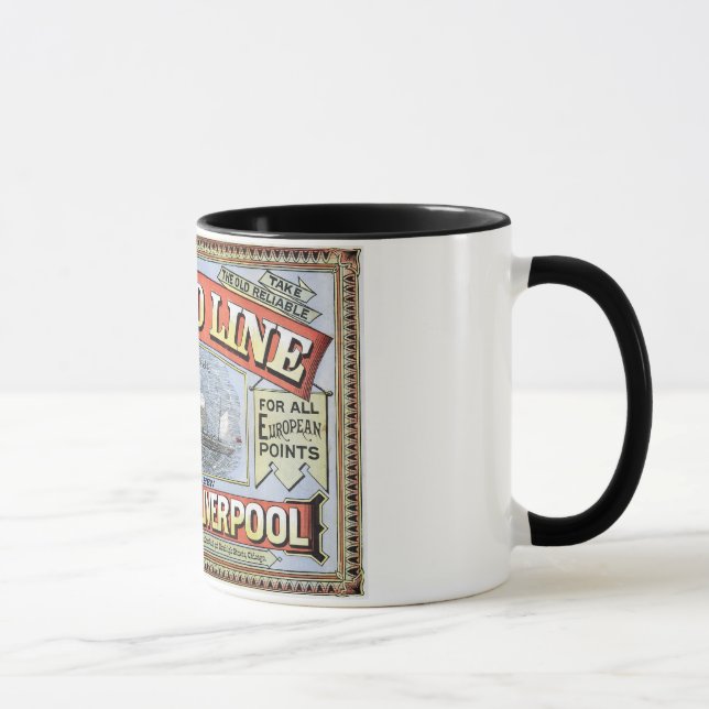 Mug Ligne affiche de Cunard de New York Liverpool (Droite)