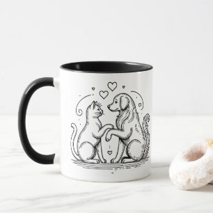 Mug Ligne artistique moderne de l'amitié avec les anim