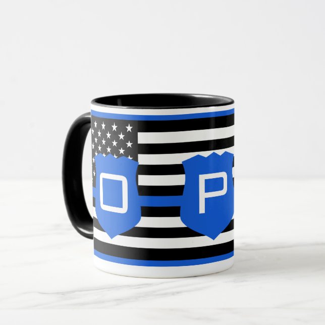 Mug Ligne Bleue Mince Drapeau Américain PD Personnalis (Devant gauche)