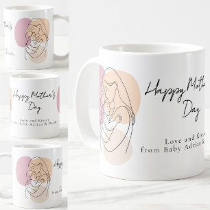 Mug Ligne d'art moderne minimaliste Maman et bébé Fête