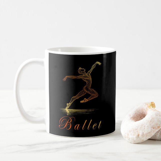 Mug Ligne d'or Ballet Danseuse masculine Illustration (Avec donut)