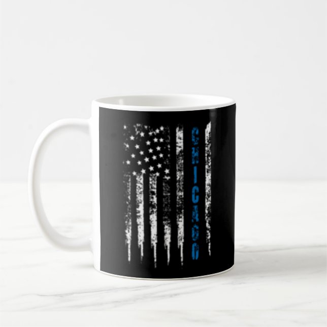 Mug Ligne fine Blue Chicago en détresse Police nationa (Gauche)