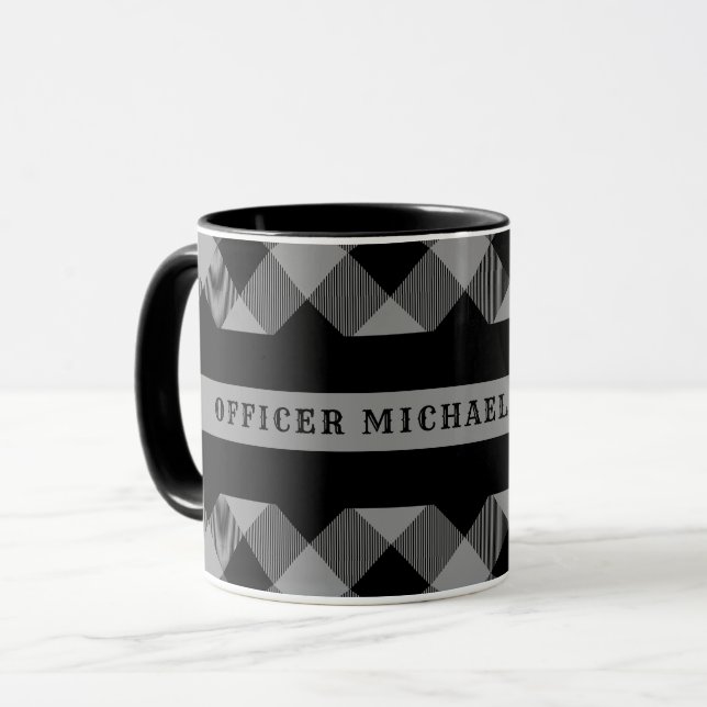 Mug Ligne grise mince monogramme correctionnel de (Devant gauche)