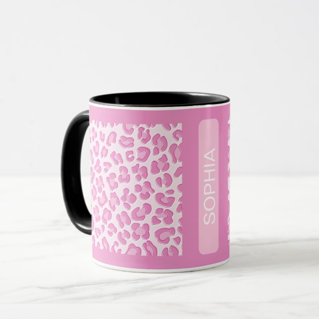 Mug Ligne Leopard Preppy rose (Devant gauche)