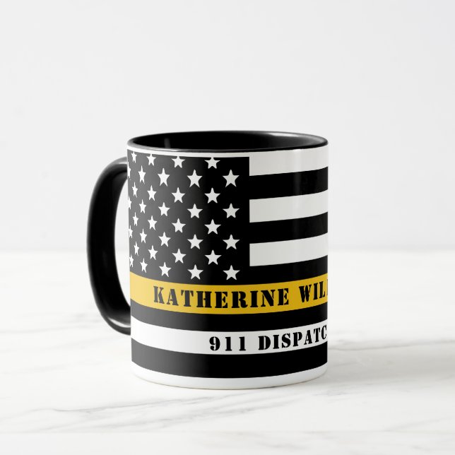 Mug Ligne mince or 911 Dispatcher USA (Devant gauche)
