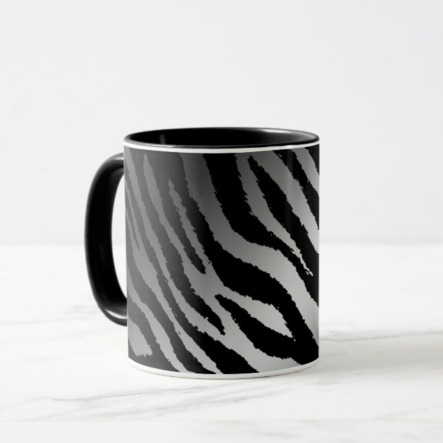 Mug Ligne noire moderne Zebra Silver (Devant gauche)