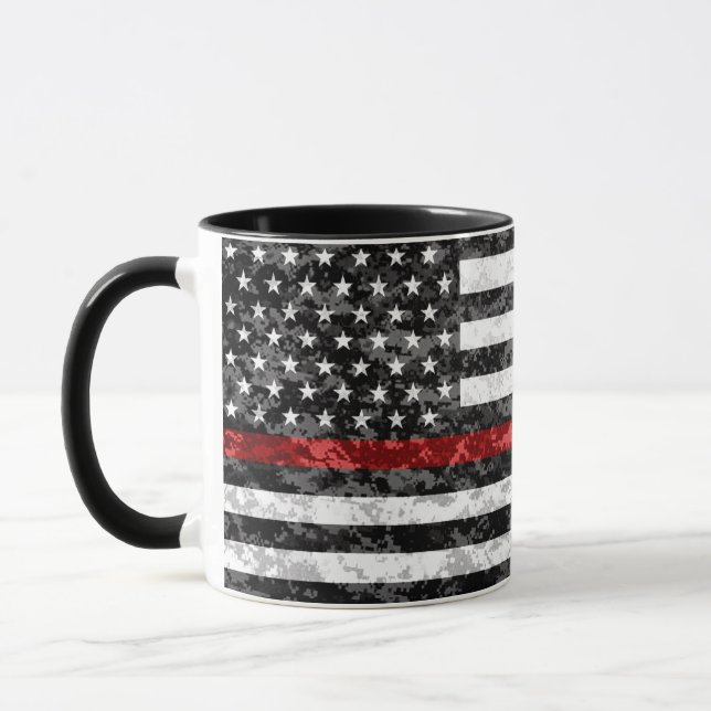 Mug Ligne rouge mince drapeau de Camo (Gauche)
