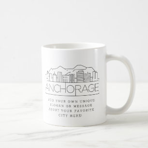 Mug Ligne Skyline Stylisée Anchorage   Slogan personna