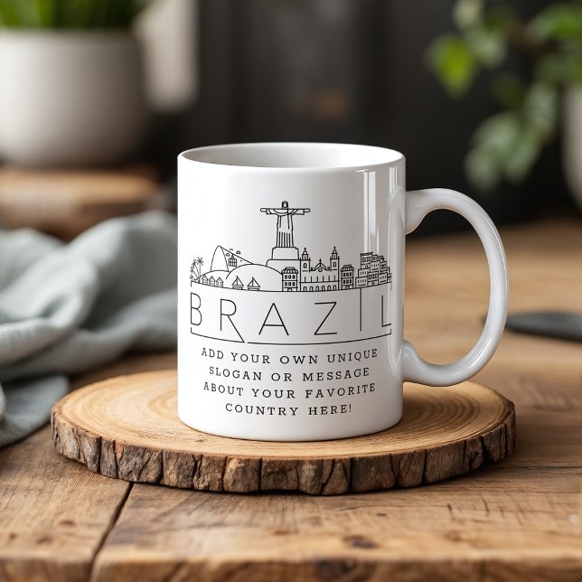 Mug Ligne Skyline stylisée au Brésil | Slogan personna (Créateur téléchargé)