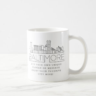 Mug Ligne Skyline Stylisée Baltimore   Slogan personna