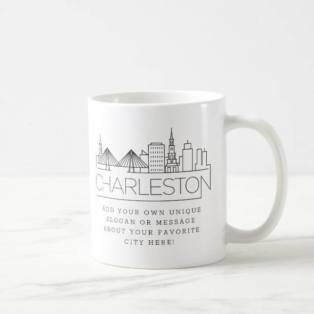 Mug Ligne Skyline Stylisée Charleston City | Slogan pe (Droite)