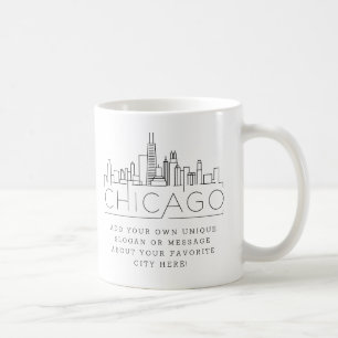 Mug Ligne Skyline stylisée Chicago   Slogan personnali