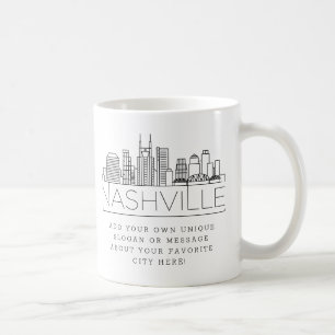 Mug Ligne Skyline Stylisée De Nashville   Slogan perso