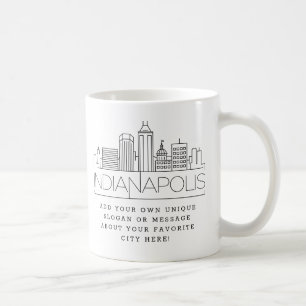 Mug Ligne Skyline stylisée d'Indianapolis   Slogan per