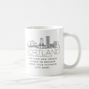 Mug Ligne Skyline stylisée Portland   Slogan personnal