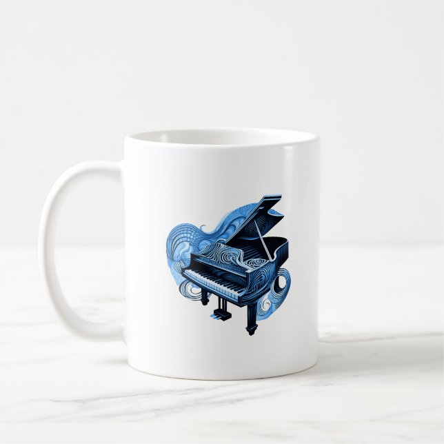 Mug Ligne stylisée Piano bleu Art (Gauche)