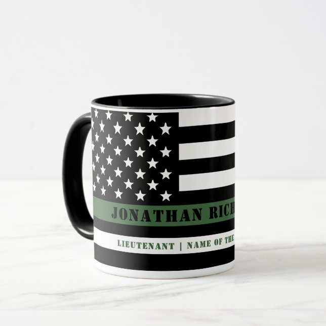 Mug Ligne verte mince personnalisée USA Drapeau Milita (Devant gauche)