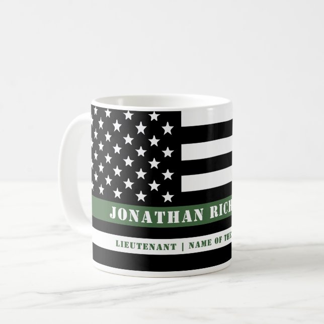 Mug Ligne verte mince personnalisée USA Drapeau Milita (Devant gauche)