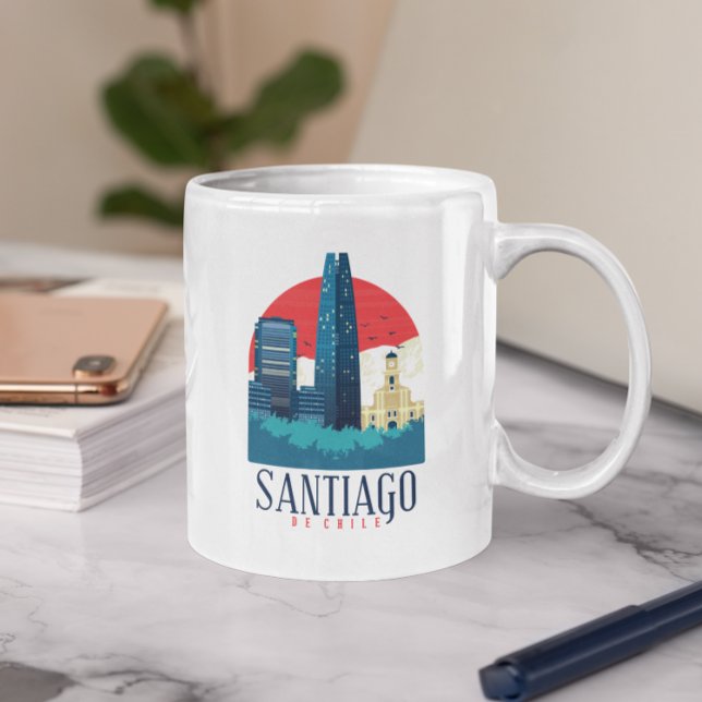 Mug Ligne Vintage de Santiago du Chili (santiago de chile retro vintage travel mug)