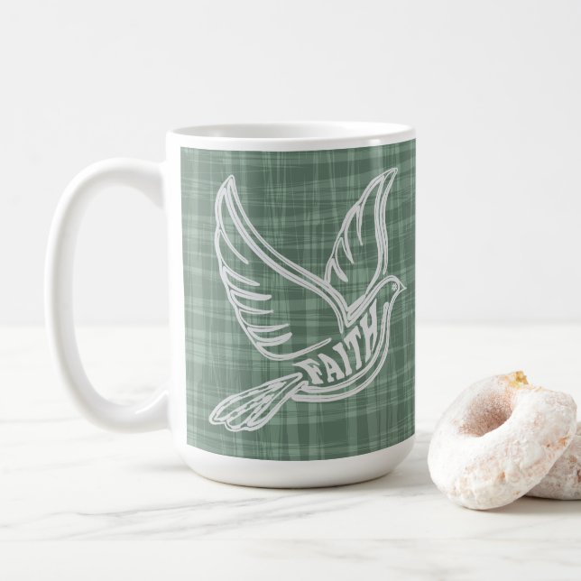 Mug Lignes Abstraites de colombe avec foi dans le corp (Avec donut)