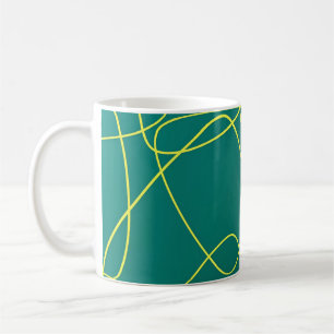 Mug Lignes Abstraites Jaunes sur un vert