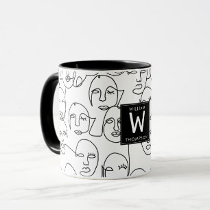 Mug Lignes Abstraites modernes face à l'art de ligne c