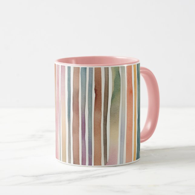 Mug Lignes aquarelles colorées (Devant droit)