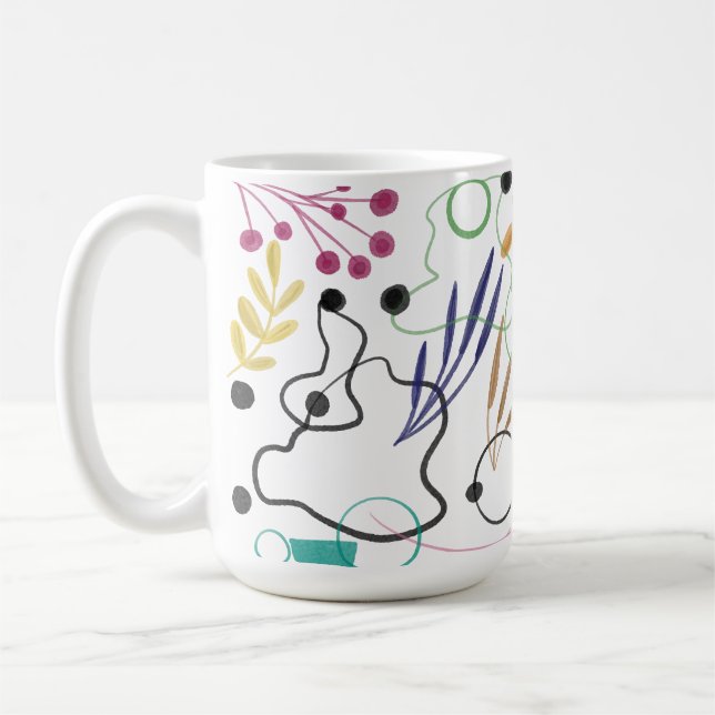 Mug Lignes courbes Abstraites, fleurs de graines et Fe (Gauche)