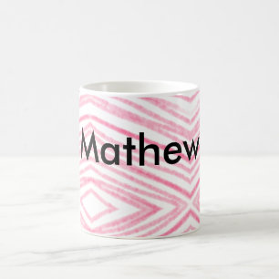 Mug Lignes d'aquarelle rouge ajoutez votre nom cadeau