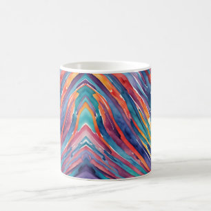 Mug Lignes d'art aquarelle en violet, orange, bleu, ro