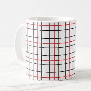Mug Lignes de grille noire rouge Conception de plis
