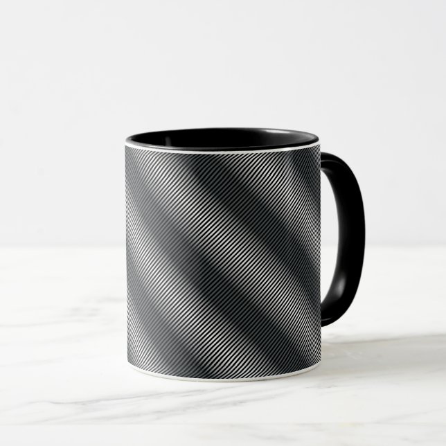 Mug Lignes de gris noir et blanc ultra minces (Devant droit)