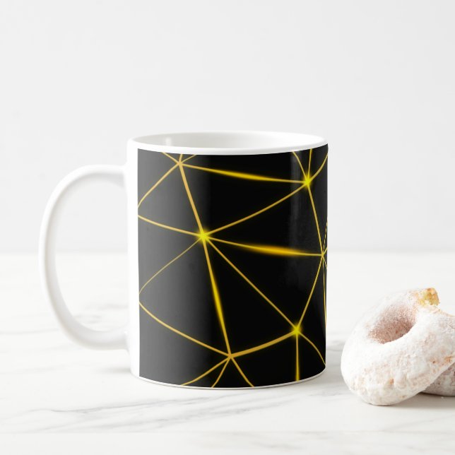 Mug Lignes d'or triangles noirs géométriques (Avec donut)