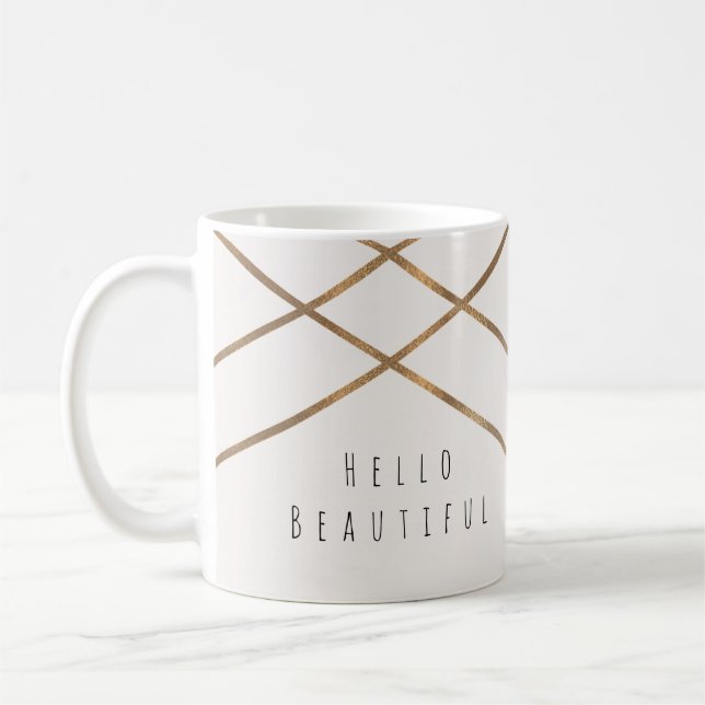 Mug Lignes dorées Moderne Géométrique Brillant Personn (Gauche)