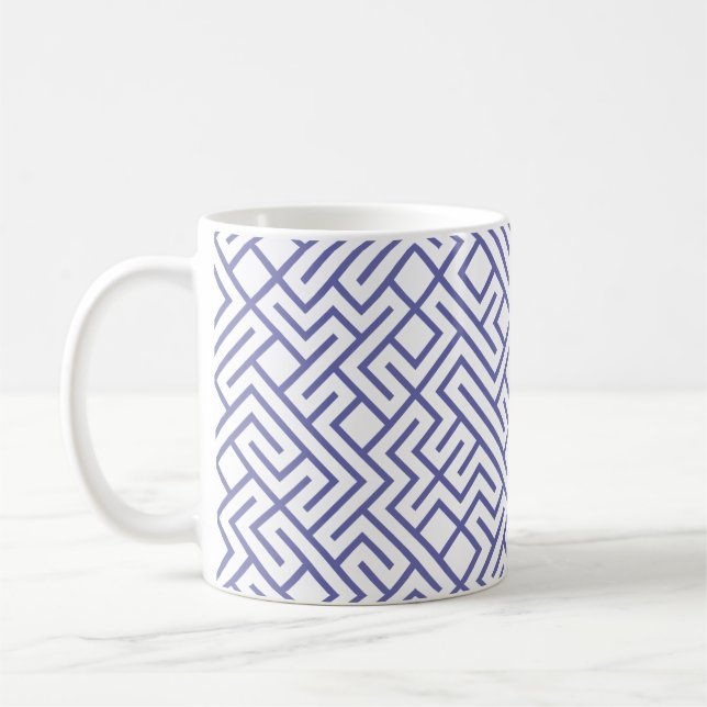 Mug Lignes en mosaïque génératives (lignes bleu lavand (Gauche)