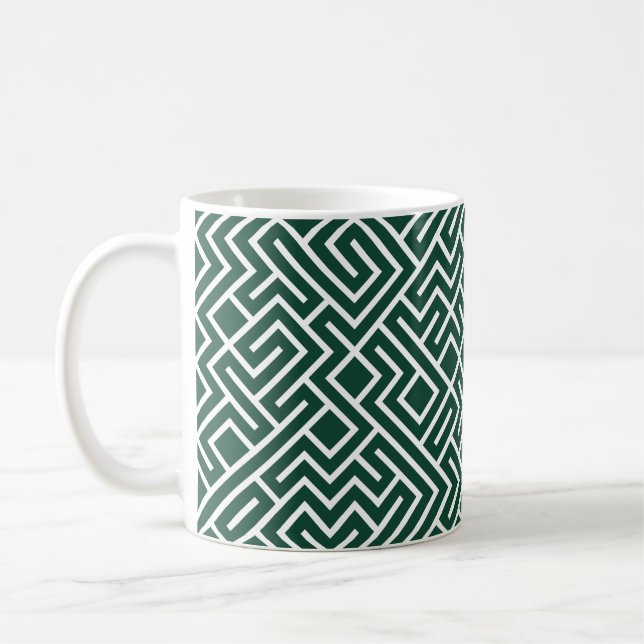 Mug Lignes en mosaïque génératives (remplissage vert f (Gauche)
