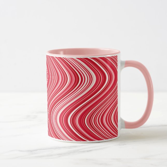 Mug Lignes ondulées en rouge et blanc (Droite)