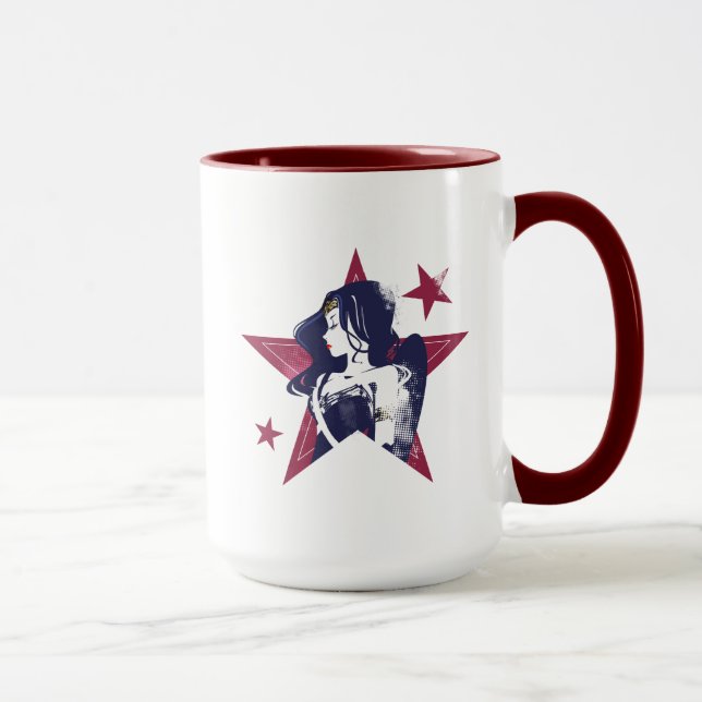 Mug Ligue de Justice | Wonder Woman & Stars Pop Art (Droite)