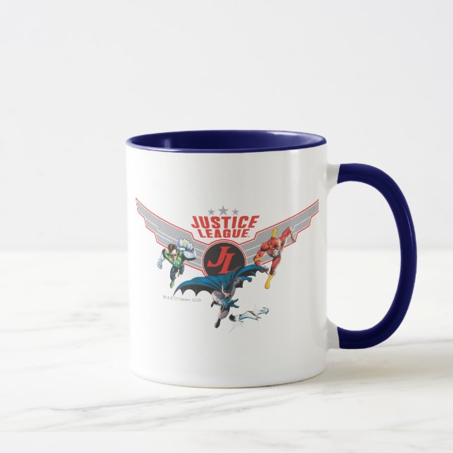 Mug Ligue de la justice Flying Air Badge and Heroes (Droite)
