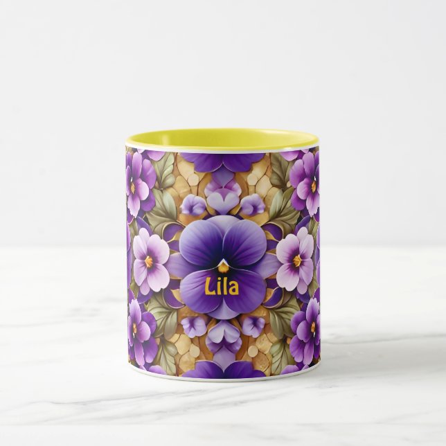 Mug LILA ~ PANSIERS ~ Nuances violettes ~ (Centre)