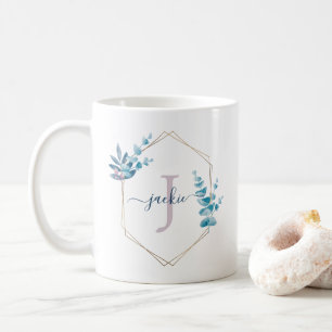 Mug Lilac Aquarelle Eucalyptus Monogramme de la couron