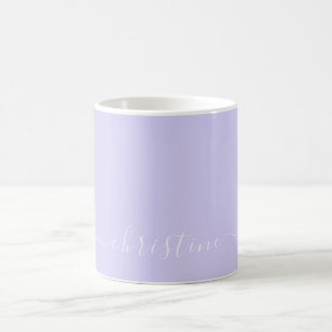 Mug Lilac Lavender & White Minimalist Nom Personnalisé