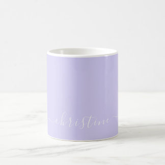 Mug Lilac Lavender & White Minimalist Nom Personnalisé