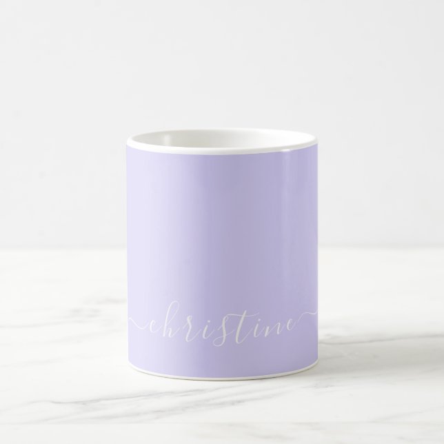 Mug Lilac Lavender & White Minimalist Nom Personnalisé (Centre)