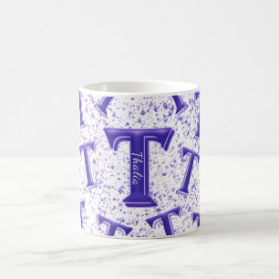 Mug Lilac Purple Moderne Monogramme Personnalisé Nom A