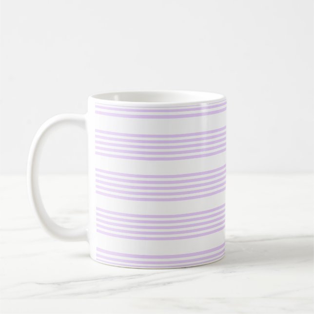 Mug Lilac violet et blanc cinq bandes motif (Gauche)