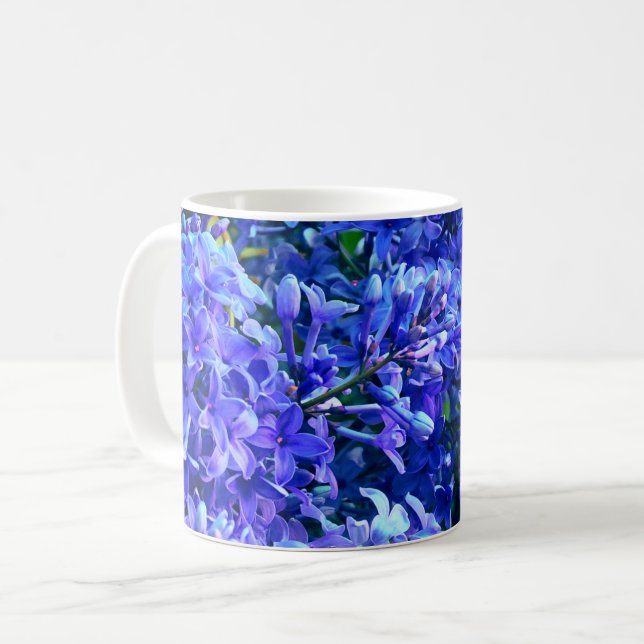 Mug Lilas bleu violet romantique bleu violet fleuri (Devant gauche)