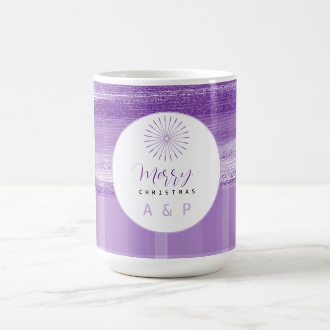 Mug Lilas Moderne Plaid Monogramme (Centre)